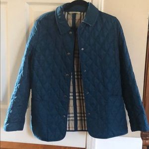 Burberry quilted jacket size 2-4(peacock color)